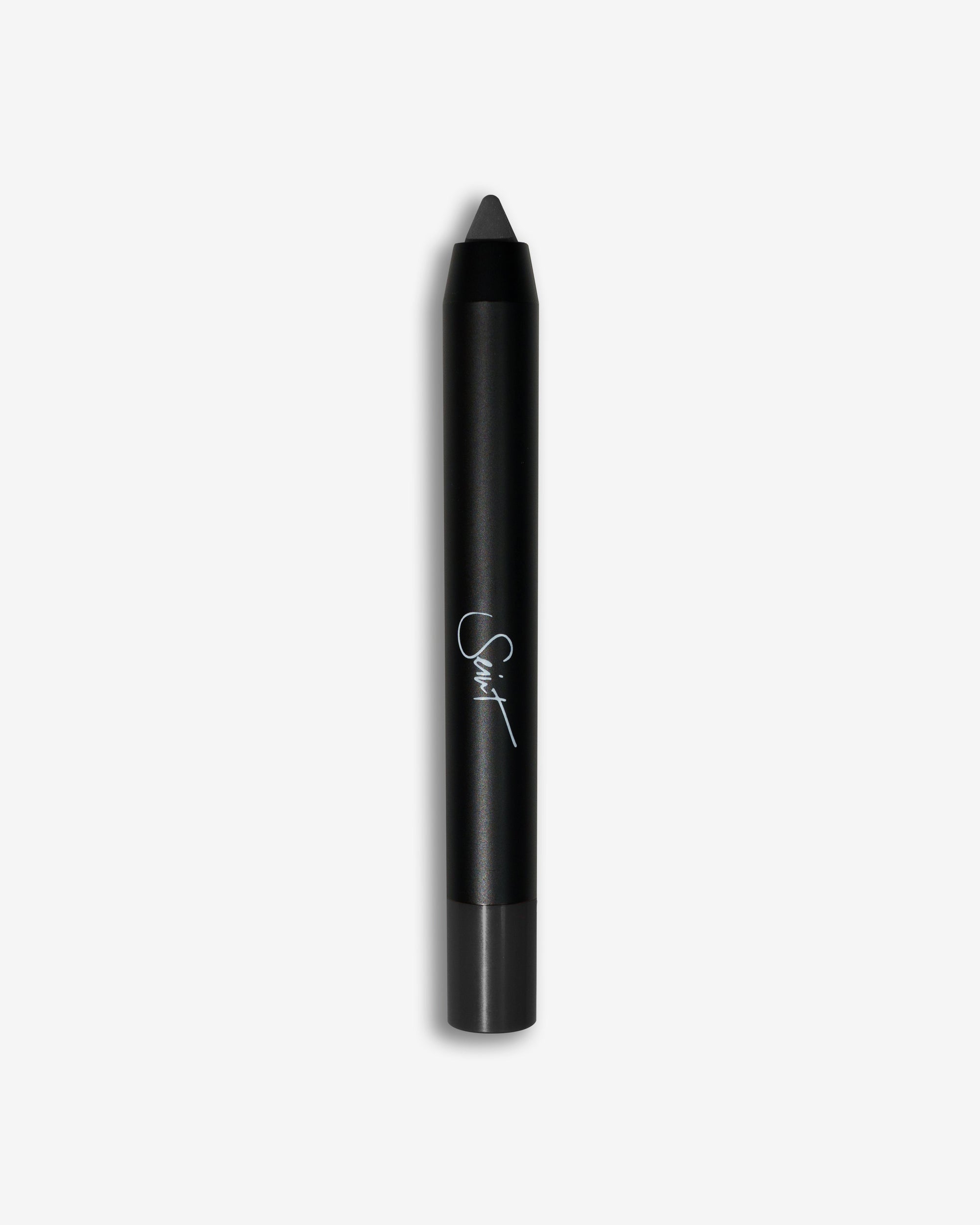 Seint Pencil in Black, the chunky crayon shown with a charcoal-black cream tip and dark end cap