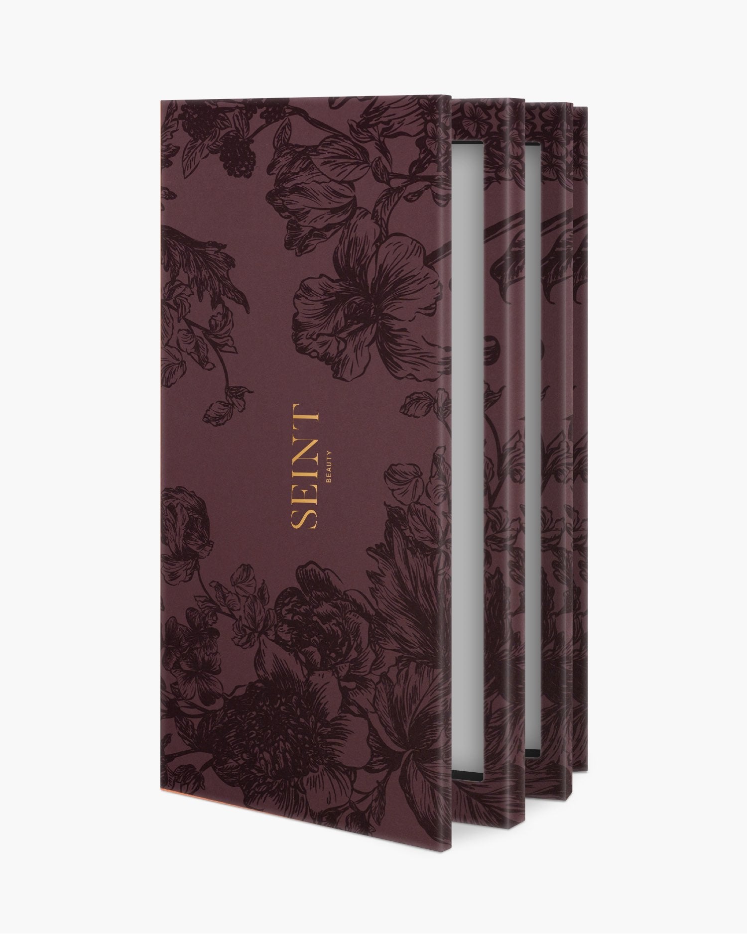 Seint IIID Palette 27 in Plum Floral, deep plum cover etched with dark tonal blooms and a gold Seint wordmark
