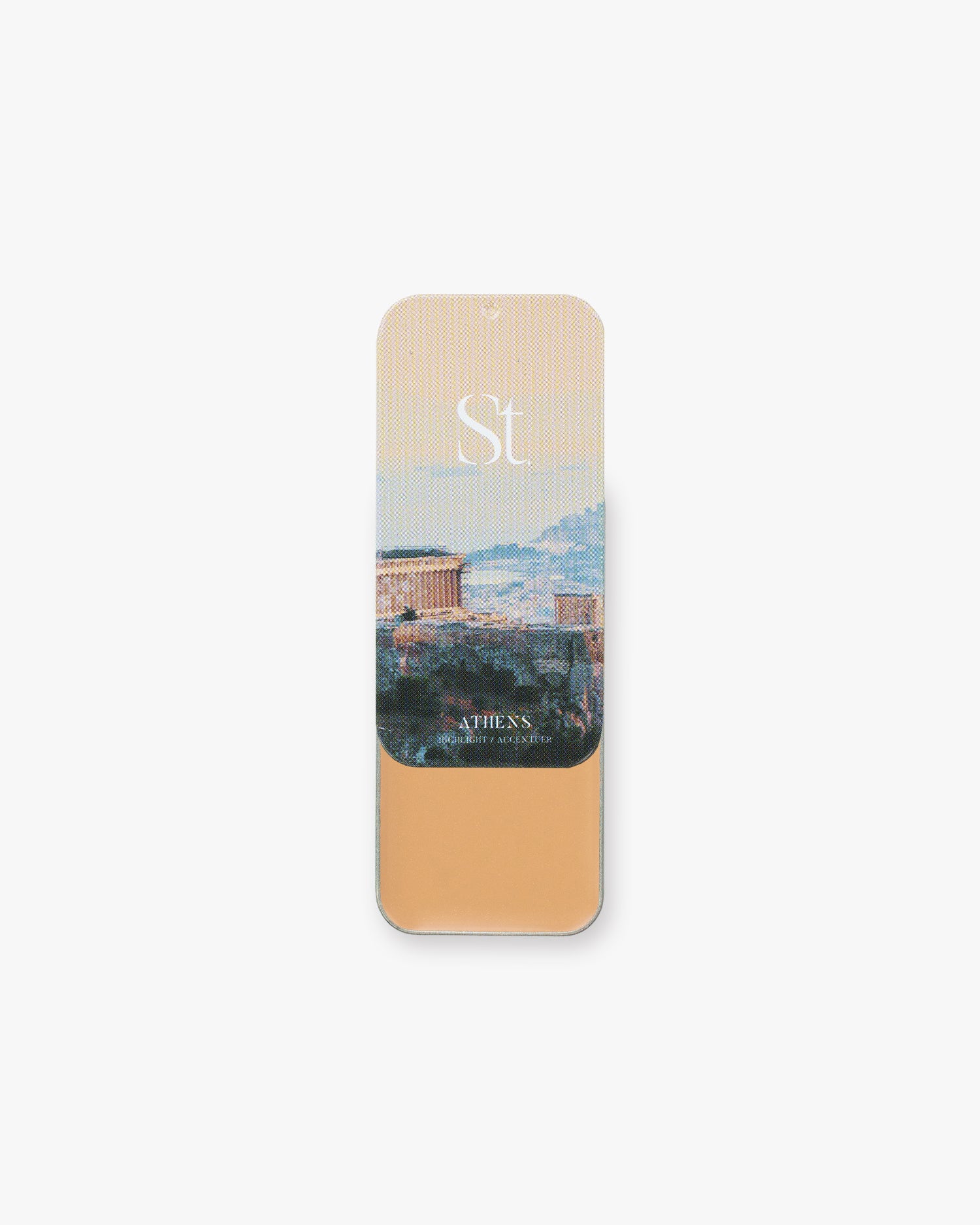 Seint Highlight in Athens, warm golden-tan cream beneath a lid of the Acropolis at sunrise