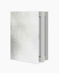 Seint IIID Palette 12 in Silver, frosted metallic foil cover shown upright with trays cracked open
