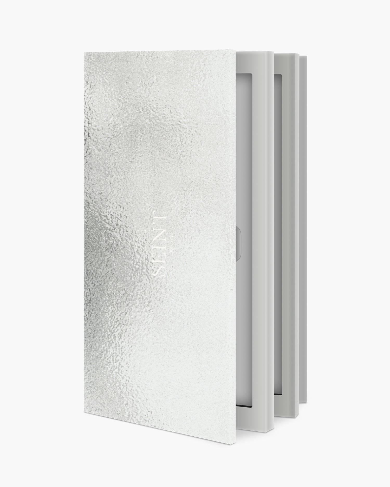 Seint IIID Palette 27 in Silver, textured metallic foil cover shown upright with panels fanned open