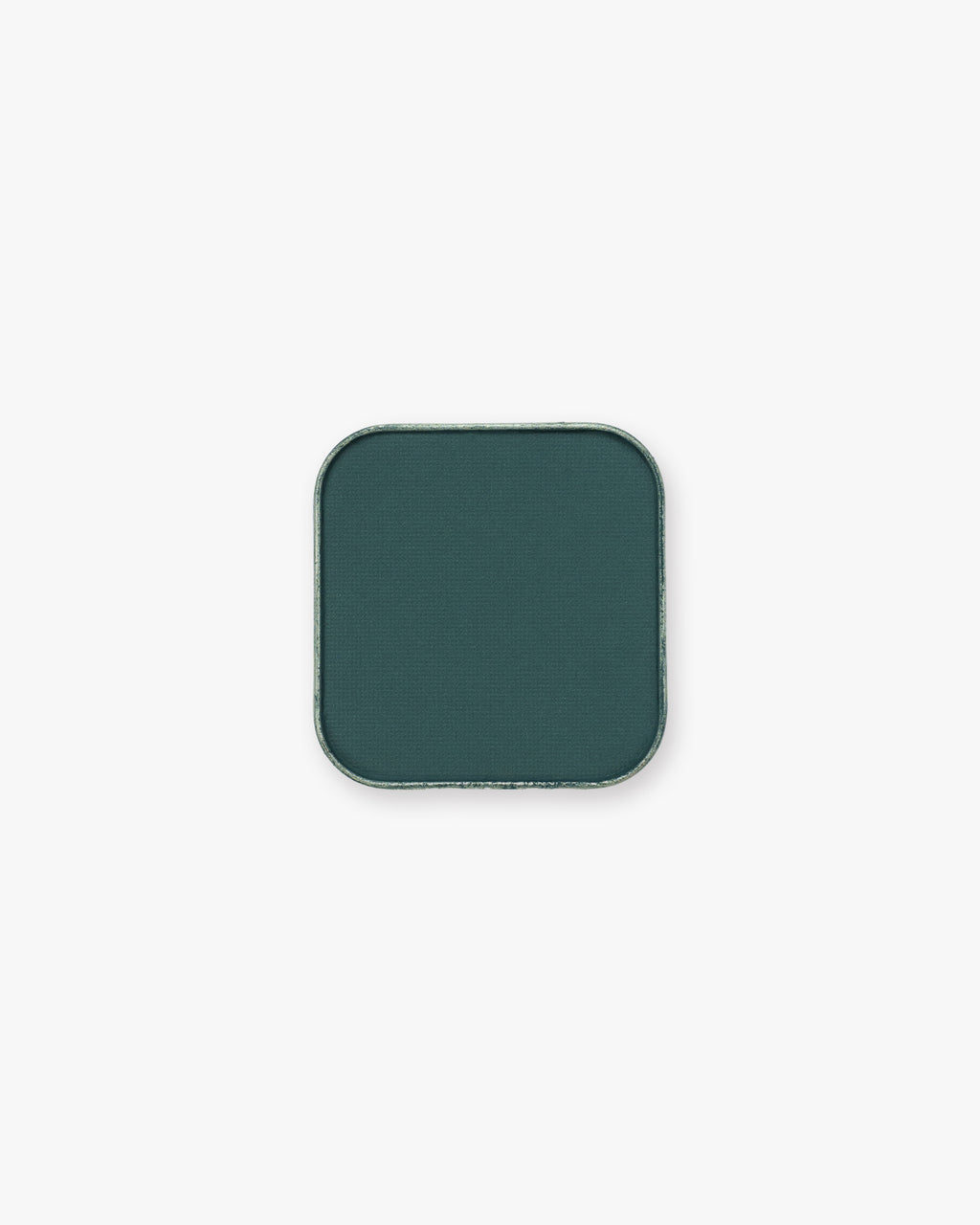 Deep teal-green Seint Pressed Pigment in Juniper, shown in its square metal pan