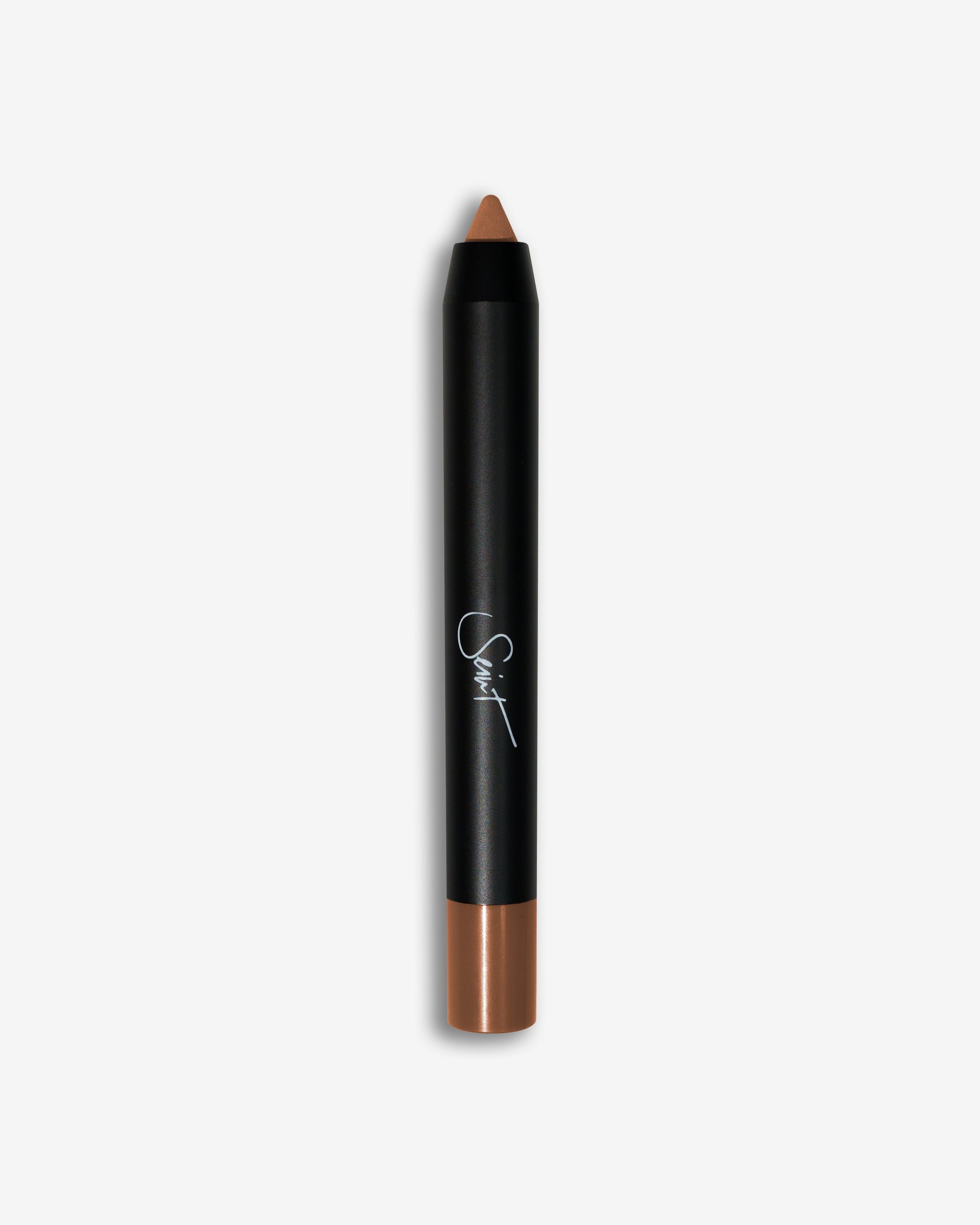 Seint Pencil in Toffee, a black multi-use crayon with a warm golden-tan cream tip and matching cap